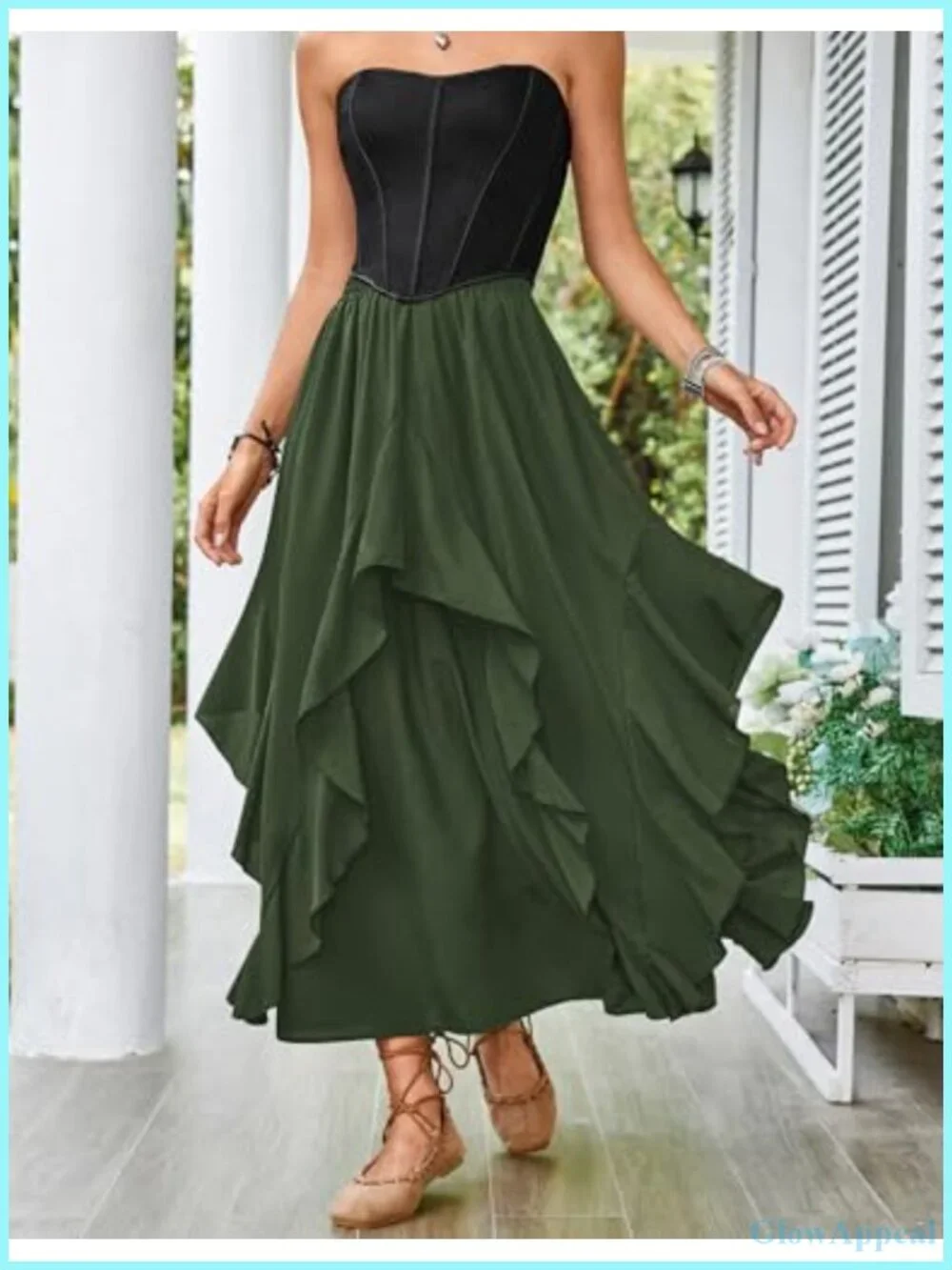 Women's Flowy Maxi Skirt with Pockets A-Line Chiffon Renaissance